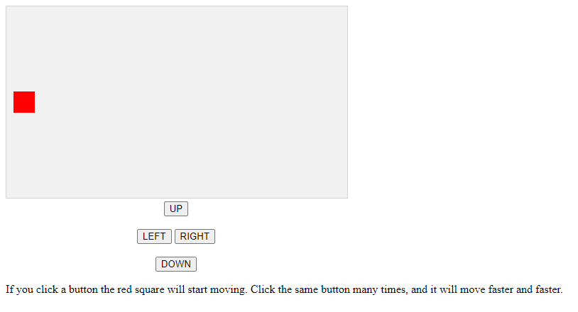 move a square with html5 buttons